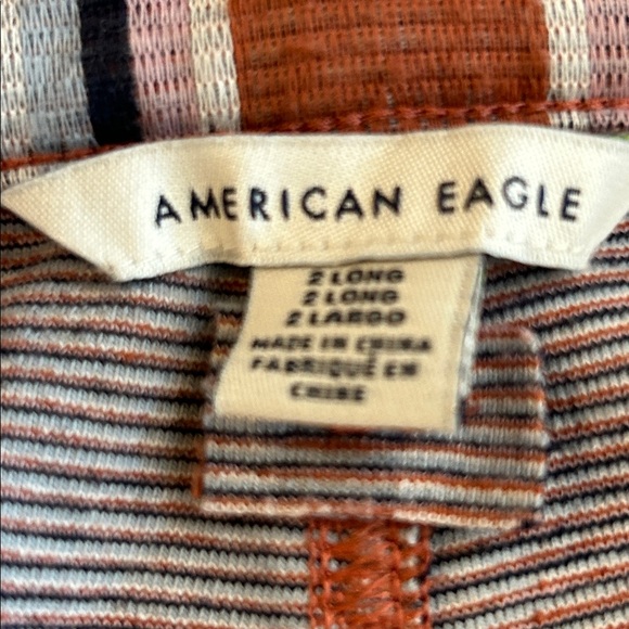 American Eagle High Rise Striped Pants Orange White Black Size 2 - Picture 5 of 8